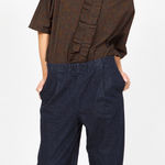 APUNTOB COTTON LINEN INDIGO PULL ON TROUSERS SZ XS Blue Photo 0