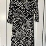 Black animal print mock wrap dress size 12 Photo 0