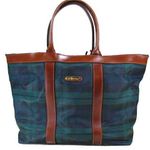 Ralph Lauren Black Watch Plaid Coated Canvas Brown Leather Top Zip Shoulder Bag Photo 10