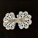 Vintage 90s Hair lace bow Barrette Clip Blue Photo 1