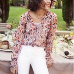 BODEN Pink Floral Stephanie Silk Sheer Blouse Top Long Sleeve‎ Size 4 Red Photo 1