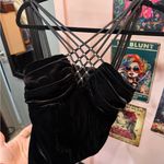 Elegant Black Velvet Dress with Strappy Back Size M Photo 0