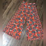 Farm Rio NEW  Toucan bohoorange wide leg elastic waist pants designer spring L Photo 1