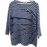Chico's Chico’s Size 2 US L 12 City Striped Top Tiered Blue White Stripe Womens Blouse Photo 2