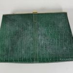 Andé Womens Clutch Bag Green Croc Embossed Pastel Floral Applique Gold Chain Photo 15