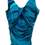 Lands' End One Piece Swimsuit Womens 18 Blue Tie Dye Nylon Skort Padded Cups Photo 0