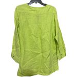 John Mark  blouse lagenlook top 100% Flax Neon Green womens sz XL popover Photo 5