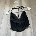 Sheer Lace Tank Top bow rose crop sheer halter womens Black small y2k going out Photo 3