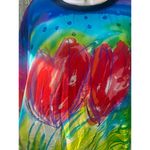 carole little Size L//Vintage 90s Novelty Print Tulip Floral Silk Dress Photo 3