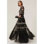 Mac Duggal Floral Embellished Tiered Tulle Gown Ruffle Trim and Poet Sleeves 4 Photo 1