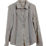 Banana Republic  Gray Button Down Shirt with Ruffled Notched Collar Photo 0