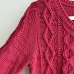 H&M Cable Knit Long Sleeve Sweater, Classic Woven Sweater, Pink/Red, Size Small Photo 8