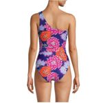 Jones New York One Piece Swimsuit Floral One Shoulder Tie Waist Medium Beach Photo 1