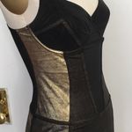 Gold & Black leather stretch club bra dress Photo 5