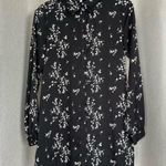 L'Academie  The Swing Dress Black Floral Satin Shirt Dress S Photo 6