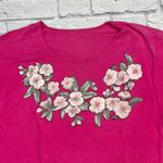 Handmade Vintage Glitter Puffy Paint Floral Logo Short Sleeve Shirt Pink Cropped Size M Photo 1