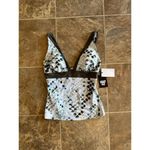DKNY  Printed V-Neck Tankini Top Size Medium Photo 3