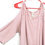 Terra & Sky  size‎ XL red white striped short sleeve cold shoulder shirt top Photo 2