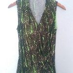 T Tahari  L Snake Lime Black Sleeveless Top Photo 0