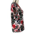 T by Talbots Petite Medium Top Floral Stretch Cap Sleeves Keyhole Scoop Neck Red Size undefined Photo 2