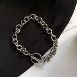 Titanium Steel Link Chain Bracelet for Men Women, Punk Hip Hop Bracelet Silver Photo 1