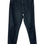 American Eagle  SZ 2 Mom Straight Jeans Distressed Pockets High-Rise Faded Black Photo 0