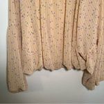 Gianni Bini Puff Sleeve Blouse Tan Pink Floral Photo 7