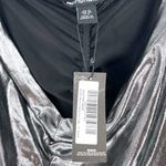 Pretty Little Thing NWT 8 High Waist Ruched Flared Pants Gunmetal Metallic Bum Photo 3