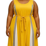 Jessica London Striped Maxi Dress Yellow Size 20W Minimalist Summer Coastal Boho Photo 0
