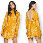 Free People Dress Aries Floral High Neck Open Back Dress Gold Floral XS Photo 2