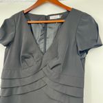 Calvin Klein  black short sleeve sheath dress hidden back zip fun buttons size 8 Photo 8