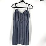 Lulus Lulu’s Emina Navy Blue Striped Button-Front Mini Dress Medium Sundress Photo 3