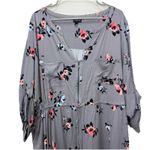 Torrid Gray Floral Challis Zip-Front 3/4 Tab Sleeve Shirt Dress Size 4X Photo 5