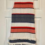 Chelsea & Theodore Woven Striped Fringe Trim Shift Dress 100% Cotton Size SP Blue Photo 4