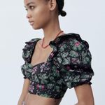 ZARA  Black Floral Crop Top Photo 1