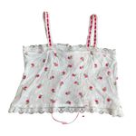Style To Moon Size M Tie Front Lace Trim Crop Top White Pink‎ Rosette Floral New Size M Photo 4