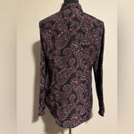 Michael Kors Preloved Black and Pink Floral Paisley Zip Up Blouse size medium Photo 6