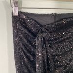 Adika  Women's Black Sequins Ruched Mini Skirt Size S Party Holiday Night Out Photo 4