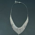Unsigned Black Rhinestones Waterfall Fringe Necklace 18g. Photo 3