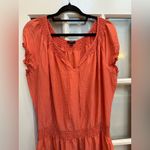 Talbots Vintage  100% Silk Coral Salmon Smocked Beach Fairy Coquette Dress Size L Photo 1