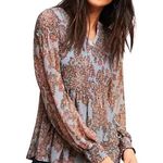 Akemi + Kin Anthropologie Women's Small Adria Paisley Print Shirred Blouse Top Photo 0