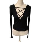 Me to We  Black Crisscross Front Long Sleeve Top Photo 1