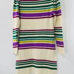 Free People Gidget Ivory Striped Long Sleeve V-Neck Knit Sweater Dress Size M Photo 11
