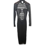 God Save Queens Violet Mesh Dress Women’s Size Medium Black Open Back Midi Photo 5