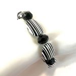 Sterling silver black and white stripe beaded bracelet Black Photo 1