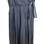Lulus Dorado Wide Leg Tie Front Jumpsuit Denim Chambray Size XL JS16136COA Photo 0