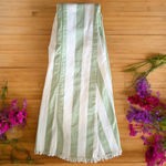 Sage Green & White Pin Stripe Super Flare Boho Bell Bottom Jeans XS Size 24 Photo 4