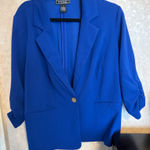 Electric Blue Blazer Jacket w/ gold button and scrunched half sleeves Size 1X Photo 0