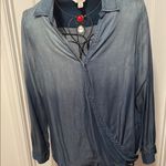 Old Navy 👀👀👀BOGOHO 👀👀👀Cato Ombre Blue Denim Wrap Blouse with Notched Collar—NWOT Photo 1