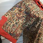 Vintage 70s Kimono Style Floral Print Dress Size Small Red Photo 2